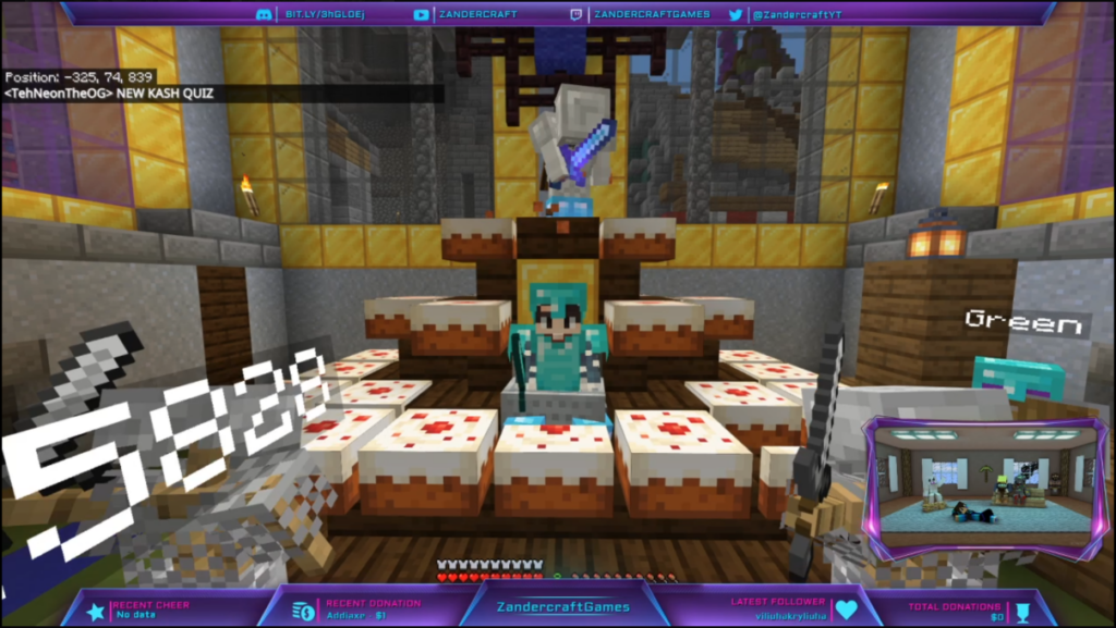 screenshot from a Medieval Survival Zandercraft Games livestream on Twitch